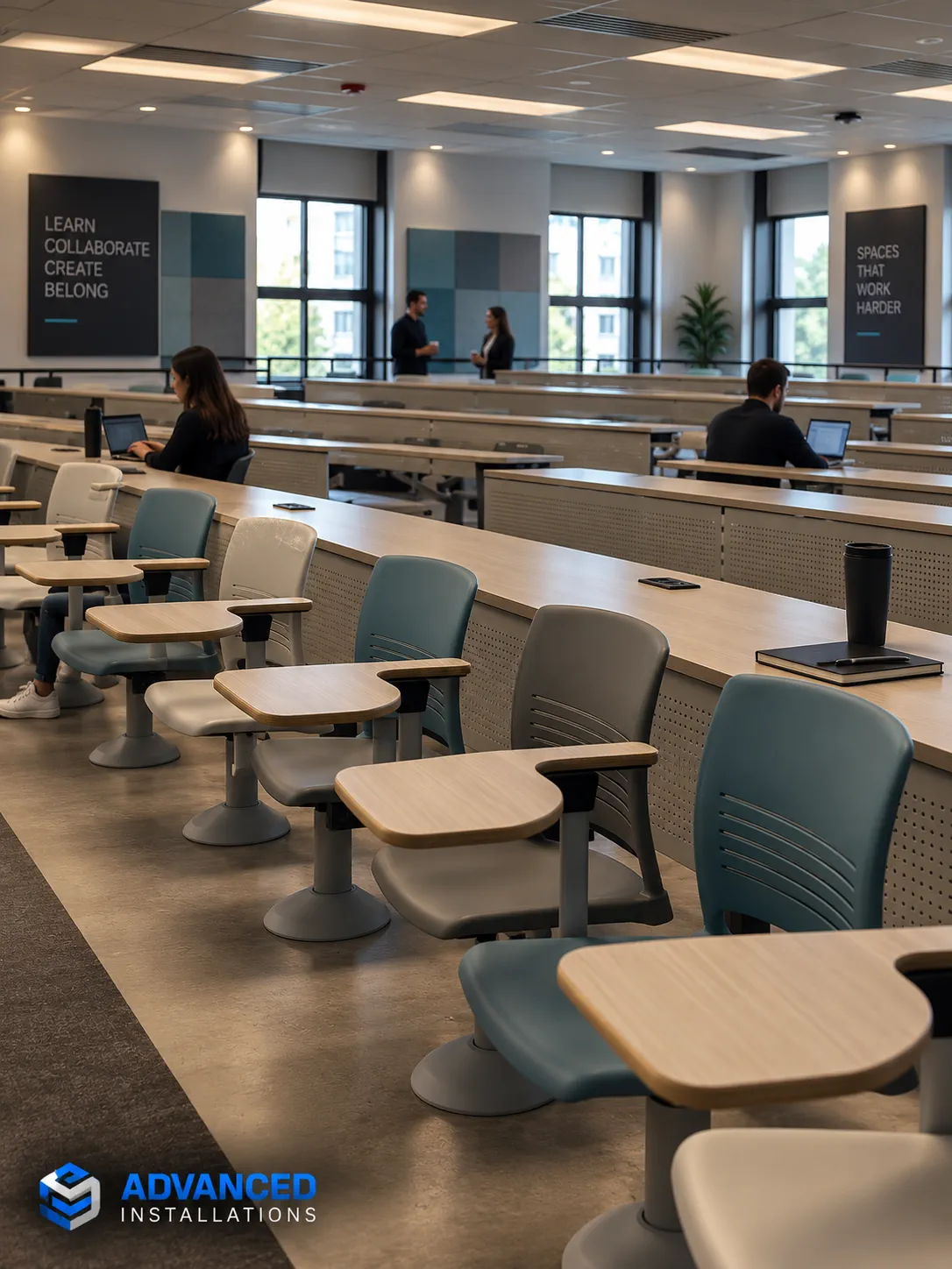 Collaborative lecture hall with varied seating