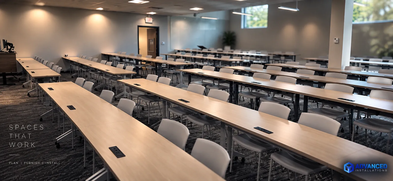 Completed training room furniture installation